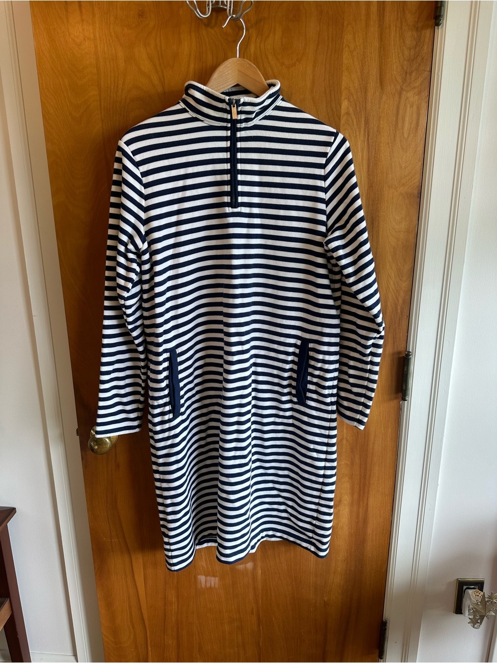 Lands' End Navy and White Striped Long-Sleeve Tunic